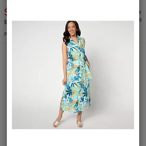 New! Naturals by Denim & Company Tropical Print Sleeveless Dress in size XLP - Picture 3 of 6